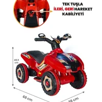 Müzikli Ve Led Işıklı Ranger Akülü Atv 6v Kırmızı