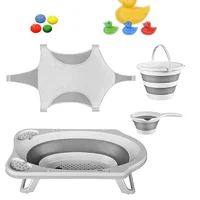 Katlanır Bebek Yıkama Banyo Seti 6 Parça / Gri