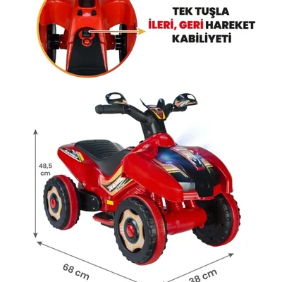 Müzikli Ve Led Işıklı Ranger Akülü Atv 6v Kırmızı - Resim 1