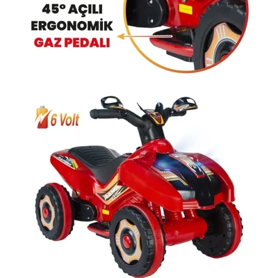 Müzikli Ve Led Işıklı Ranger Akülü Atv 6v Kırmızı - Resim 2