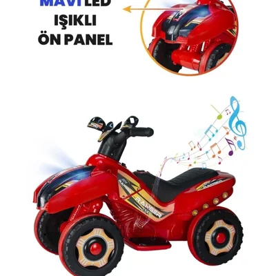 Müzikli Ve Led Işıklı Ranger Akülü Atv 6v Kırmızı - Resim 5