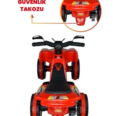 Müzikli Ve Led Işıklı Ranger Akülü Atv 6v Kırmızı - Resim 6