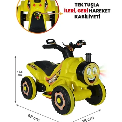 Müzikli Ve Led Işıklı Akülü Atv 6v Buddy Sarı - Resim 1