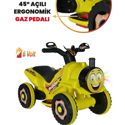 Müzikli Ve Led Işıklı Akülü Atv 6v Buddy Sarı - Resim 2