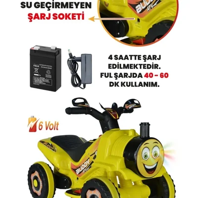 Müzikli Ve Led Işıklı Akülü Atv 6v Buddy Sarı - Resim 3
