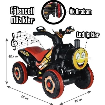 Müzikli Ve Led Işıklı Akülü Atv 6v Buddy Siyah - Resim 4