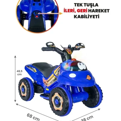 Müzikli Ve Led Işıklı Akülü Atv 6v Karınca Mavi - Resim 1