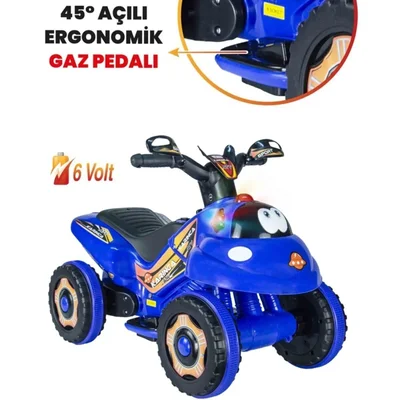 Müzikli Ve Led Işıklı Akülü Atv 6v Karınca Mavi - Resim 2
