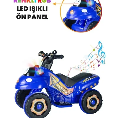 Müzikli Ve Led Işıklı Akülü Atv 6v Karınca Mavi - Resim 5