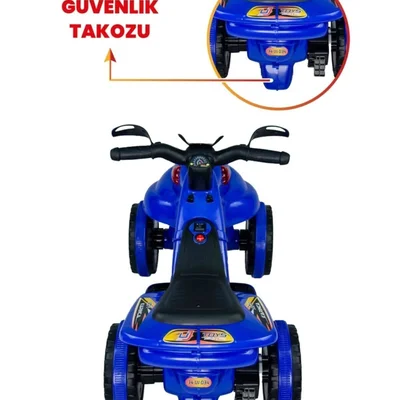 Müzikli Ve Led Işıklı Akülü Atv 6v Karınca Mavi - Resim 6