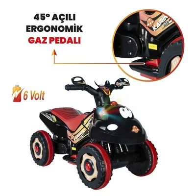 Müzikli Ve Led Işıklı Akülü Atv 6v Karınca Kırmızı - Resim 2