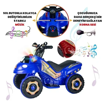Müzikli Ve Led Işıklı Akülü Atv 6v Karınca Kırmızı - Resim 3