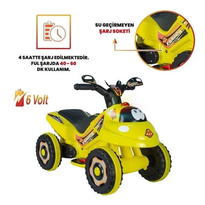Müzikli Ve Led Işıklı Akülü Atv 6v Karınca Kırmızı - Resim 5
