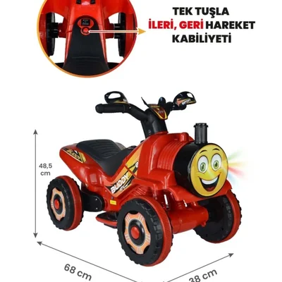 Müzikli Ve Led Işıklı Akülü Atv 6v Buddy Kırmızı - Resim 1