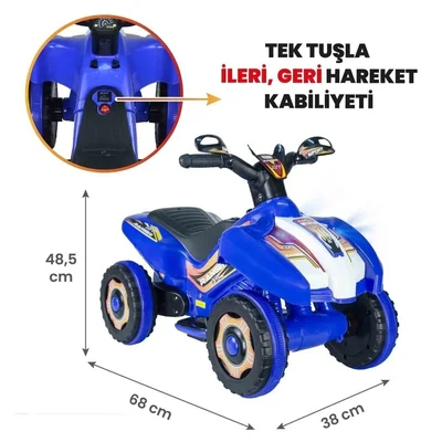 Müzikli Ve Led Işıklı Akülü Araba atv 6v Ranger Mavi - Resim 3