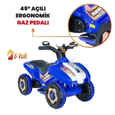 Müzikli Ve Led Işıklı Akülü Araba atv 6v Ranger Mavi - Resim 4