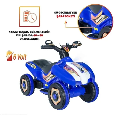 Müzikli Ve Led Işıklı Akülü Araba atv 6v Ranger Mavi - Resim 5