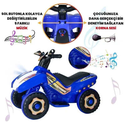 Müzikli Ve Led Işıklı Akülü Araba atv 6v Ranger Mavi - Resim 6