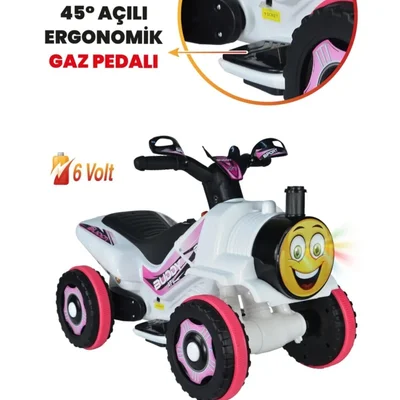 Müzikli Ve Led Işıklı Buddy Akülü Atv 6v-beyaz Prenses - Resim 2