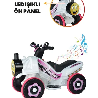 Müzikli Ve Led Işıklı Buddy Akülü Atv 6v-beyaz Prenses - Resim 5