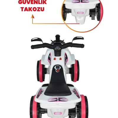 Müzikli Ve Led Işıklı Buddy Akülü Atv 6v-beyaz Prenses - Resim 6