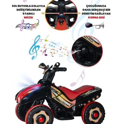 Müzikli Ve Led Işıklı Akülü Atv 6v Ranger Siyah - Resim 4