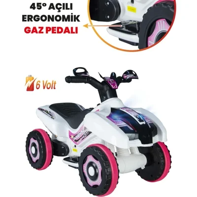 Safari Beyaz Prenses Müzikli ve Led Işıklı Akülü Bingit Atv 6V - Resim 2