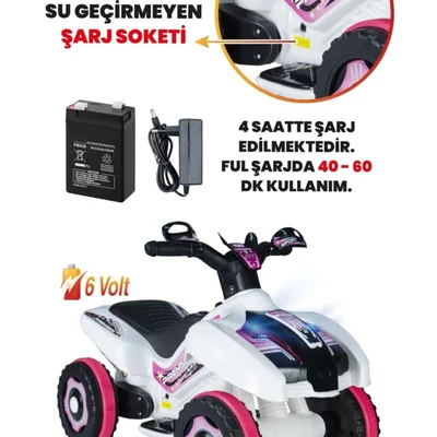 Safari Beyaz Prenses Müzikli ve Led Işıklı Akülü Bingit Atv 6V - Resim 3