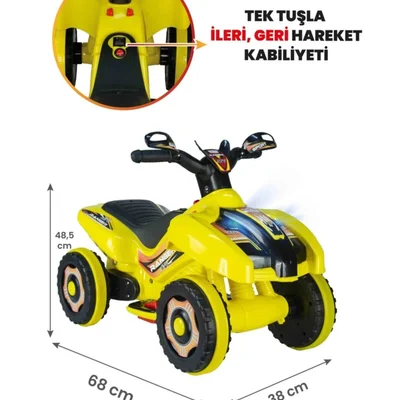 Müzikli Ve Led Işıklı Akülü Atv 6v Ranger Sarı - Resim 1