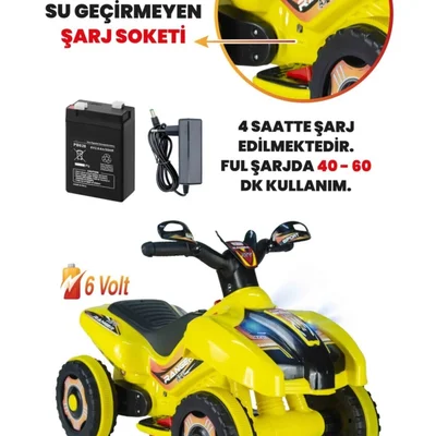Müzikli Ve Led Işıklı Akülü Atv 6v Ranger Sarı - Resim 3