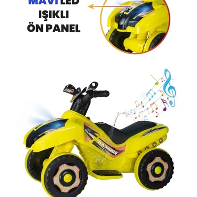 Müzikli Ve Led Işıklı Akülü Atv 6v Ranger Sarı - Resim 5