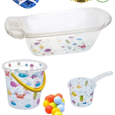 Fileli Şeffaf Bebek Küveti Ve Banyo Seti 5 Parça - Resim 1