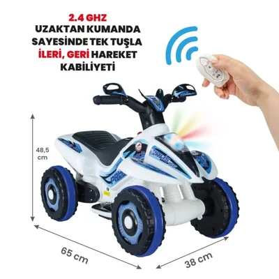 Müzikli Ve Led Işıklı Akülü Atv 6v Safari Polis Kumandalı - Resim 1