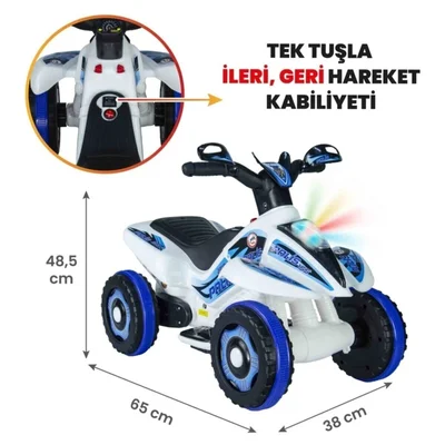 Müzikli Ve Led Işıklı Akülü Atv 6v Safari Polis Kumandalı - Resim 3