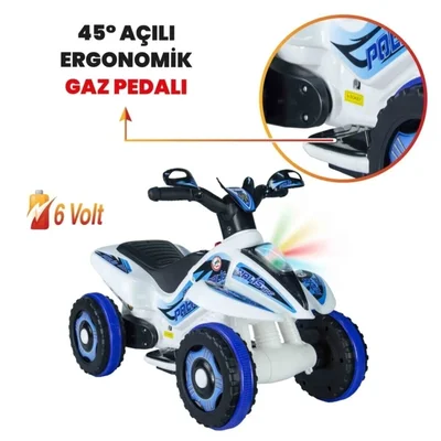 Müzikli Ve Led Işıklı Akülü Atv 6v Safari Polis Kumandalı - Resim 4