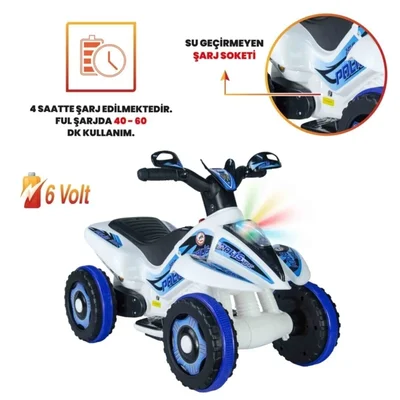 Müzikli Ve Led Işıklı Akülü Atv 6v Safari Polis Kumandalı - Resim 5