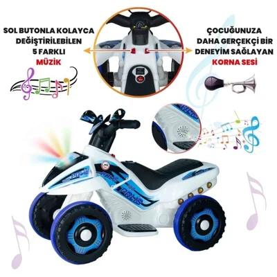 Müzikli Ve Led Işıklı Akülü Atv 6v Safari Polis Kumandalı - Resim 6