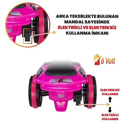 Müzikli Ve Led Işıklı Safari Akülü Atv 6v-pembe Kumandalı - Resim 2