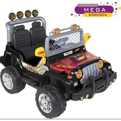 Akülü Çocuk Arabası Aliş 504k Kumandalı Mega Jeep 2 Kişilik Siyah - Resim 1
