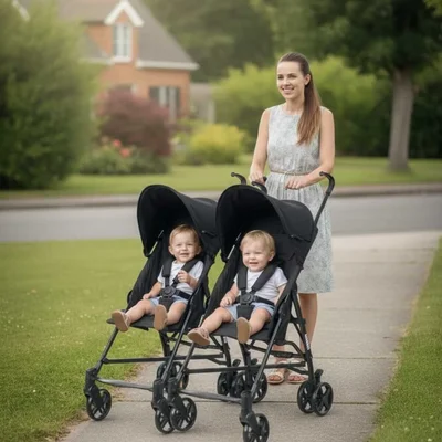 Cosmos Twin İkiz Baston Bebek Arabası - Resim 1