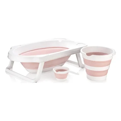 Katlanır Bebek Yıkama Banyo Seti 6 Parça / Pembe - Resim 2