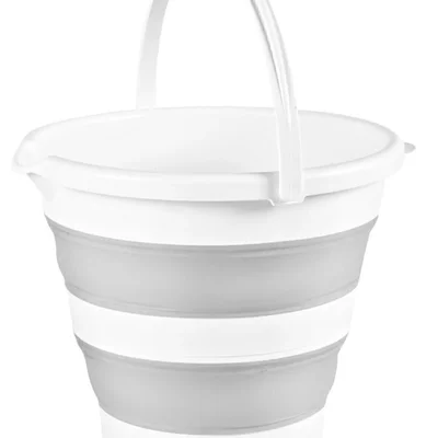 Katlanabılır Banyo Seti Gri 4 Lü Set Sepet Kova Koçero Küvet - Resim 3