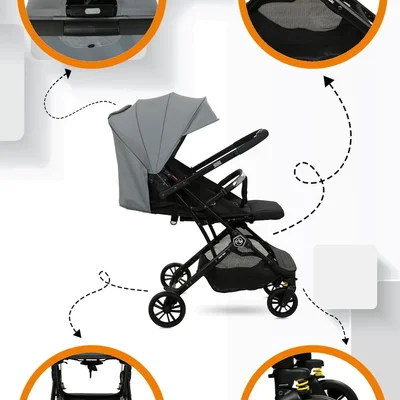 Kokpit Çift Yönlü Kabin Boy Bebek Arabası-gri - Resim 2