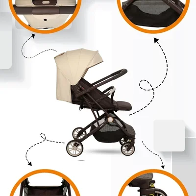 Kokpit Çift Yönlü Kabin Boy Bebek Arabası-krem Kahve - Resim 2