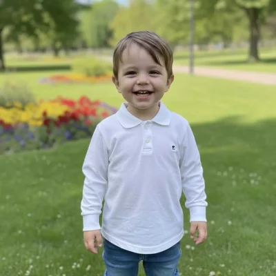 Çocuk Uzun Kollu Sweatshirt Polo Yaka - Resim 1