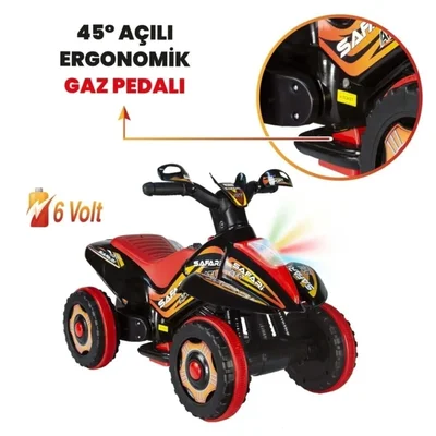 Müzikli Ve Led Işıklı Akülü Kumandalı 6v Safari Atv Siyah - Resim 2