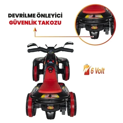 Müzikli Ve Led Işıklı Akülü Kumandalı 6v Safari Atv Siyah - Resim 5
