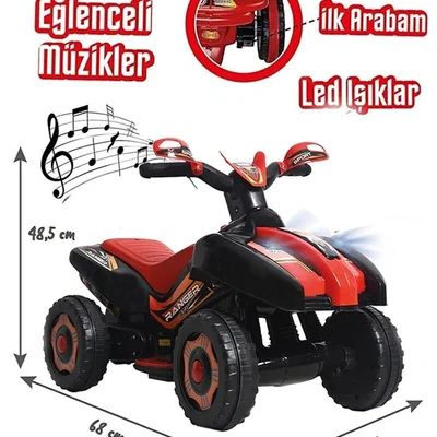 Led Işıklı Müzikli Akülü Araba atv Akülü Motor 2-4 yaş - Resim 3