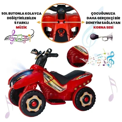 Led Işıklı Müzikli Akülü Araba atv Akülü Motor 2-4 yaş - Resim 5