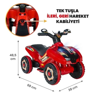 Led Işıklı Müzikli Akülü Araba atv Akülü Motor 2-4 yaş - Resim 6